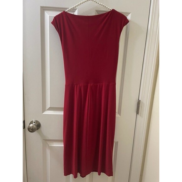 Women Lauren Ralph Lauren bateau-neck side twisted-Knot Dress red 4 office - Picture 11 of 12
